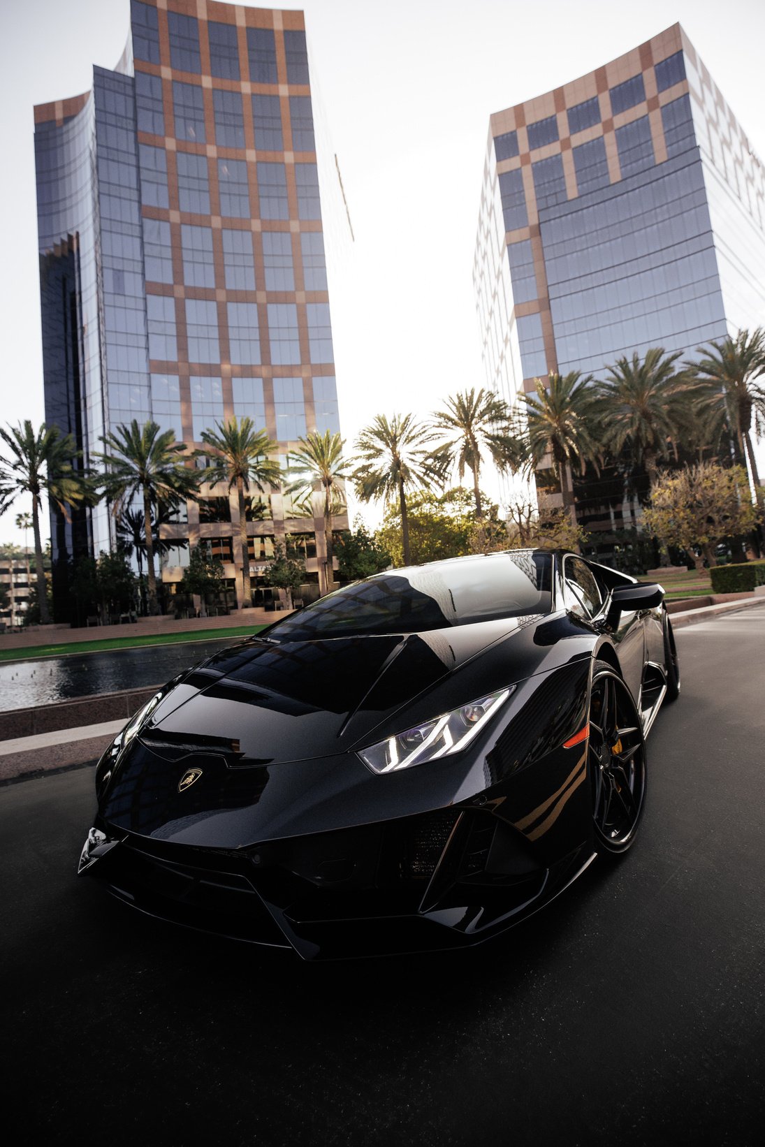 A Black Sports Car on the Street